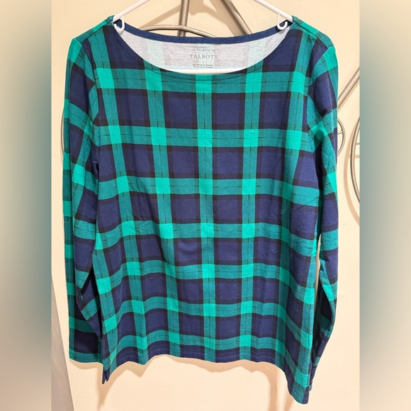 Talbots Green and Navy Plaid Women’s “Talbots Tee” Shirt, Size L - Picture 4 of 5